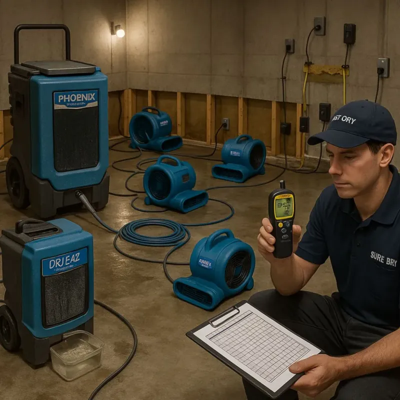 Structural Drying and Dehumidification process in Harvest, AL